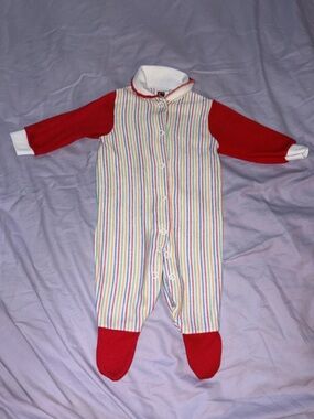 Vintage 1980s-1990s Carter's Rainbow Striped Footie Pajamas